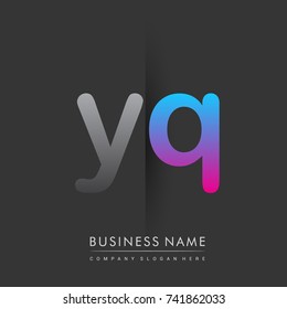 initial logo YQ lowercase letter colored grey and blue, pink, creative logotype concept, modern and simple logo design, logo design concept for business and corporate identity.