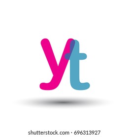 initial logo YT lowercase letter, blue and pink overlap transparent logo, modern and simple logo design.