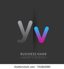 initial logo YV lowercase letter colored grey and blue, pink, creative logotype concept, modern and simple logo design, logo design concept for business and corporate identity.