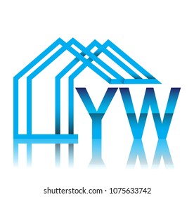 initial logo YW with house icon, business logo and property developer.