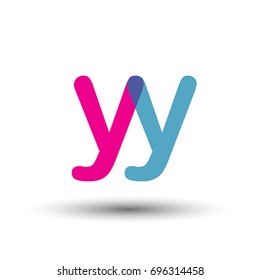 initial logo YY lowercase letter, blue and pink overlap transparent logo, modern and simple logo design.