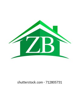 initial logo ZB with house icon and green color, business logo and property developer.