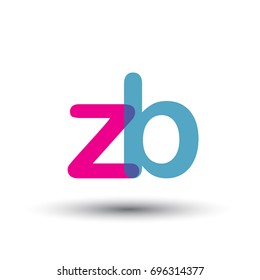 initial logo ZB lowercase letter, blue and pink overlap transparent logo, modern and simple logo design.