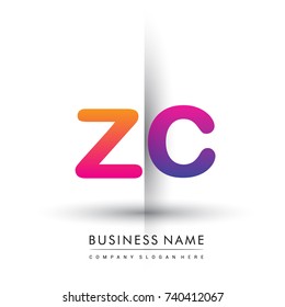 initial logo ZC lowercase letter, orange and magenta creative logotype concept, modern and simple logo design.