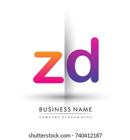 initial logo ZD lowercase letter, orange and magenta creative logotype concept, modern and simple logo design.