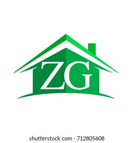 initial logo ZG with house icon and green color, business logo and property developer.