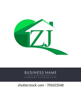 initial logo ZJ with house icon, business logo and property developer.