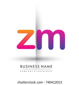 initial logo ZM lowercase letter, orange and magenta creative logotype concept, modern and simple logo design.