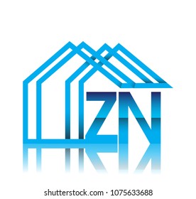 initial logo ZN with house icon, business logo and property developer.