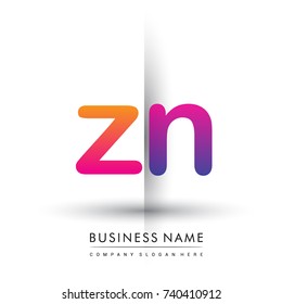 initial logo ZN lowercase letter, orange and magenta creative logotype concept, modern and simple logo design.