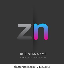 initial logo ZN lowercase letter colored grey and blue, pink, creative logotype concept, modern and simple logo design, logo design concept for business and corporate identity.