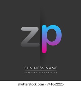 initial logo ZP lowercase letter colored grey and blue, pink, creative logotype concept, modern and simple logo design, logo design concept for business and corporate identity.