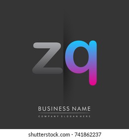 initial logo ZQ lowercase letter colored grey and blue, pink, creative logotype concept, modern and simple logo design, logo design concept for business and corporate identity.
