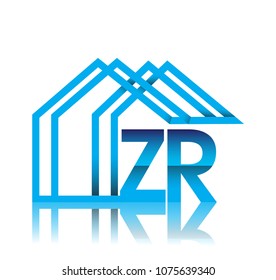 initial logo ZR with house icon, business logo and property developer.