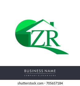 initial logo ZR with house icon, business logo and property developer.