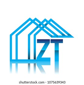 initial logo ZT with house icon, business logo and property developer.