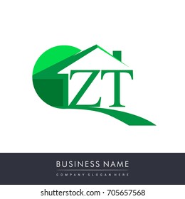 initial logo ZT with house icon, business logo and property developer.
