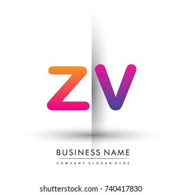 initial logo ZV lowercase letter, orange and magenta creative logotype concept, modern and simple logo design.
