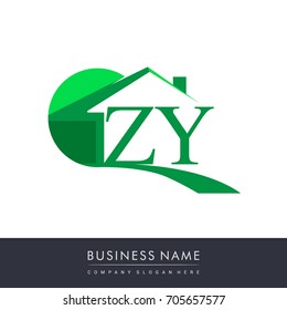 initial logo ZY with house icon, business logo and property developer.