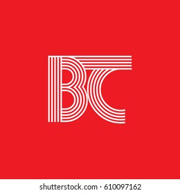 Initial logotype letter BC linked white colored, isolated on red background, for company identity.