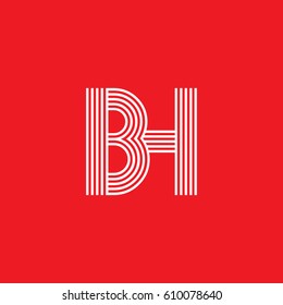 Initial logotype letter BH linked white colored, isolated on red background, for company identity.