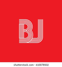 Initial logotype letter BJ linked white colored, isolated on red background, for company identity.