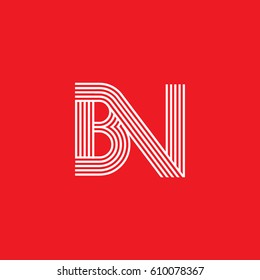 Initial logotype letter BN linked white colored, isolated on red background, for company identity.