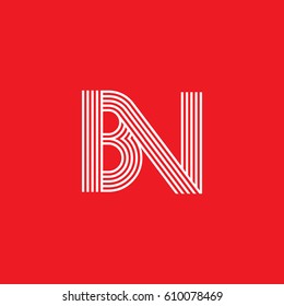 Initial logotype letter BN linked white colored, isolated on red background, for company identity.