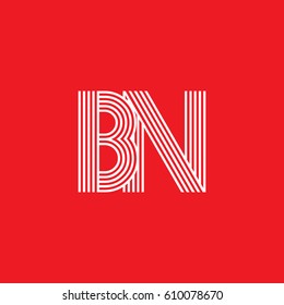 Initial logotype letter BN linked white colored, isolated on red background, for company identity.