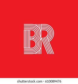 Initial logotype letter BR linked white colored, isolated on red background, for company identity.