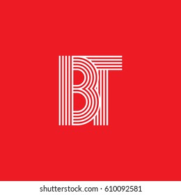 Initial logotype letter BT linked white colored, isolated on red background, for company identity.