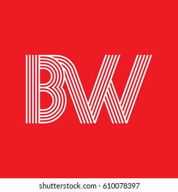 Initial logotype letter BW linked white colored, isolated on red background, for company identity.