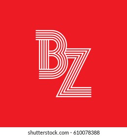 Initial logotype letter BZ linked white colored, isolated on red background, for company identity.