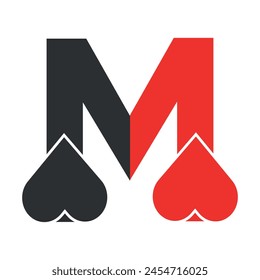 Initial Love Logo combine with letter M vector template	