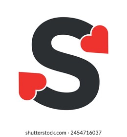 Initial Love Logo combine with letter S vector template	