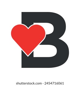 Initial Love Logo combine with letter B vector template	