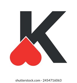 Initial Love Logo combine with letter K vector template	