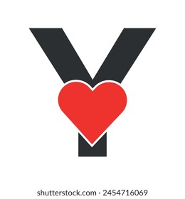 Initial Love Logo combine with letter Y vector template	