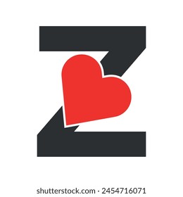 Initial Love Logo combine with letter Z vector template	