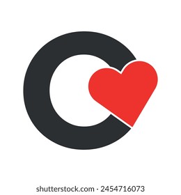 Initial Love Logo combine with letter O vector template	