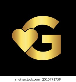 Initial love Logo combine with letter G vector template
