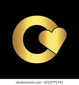 Initial love Logo combine with letter O vector template
