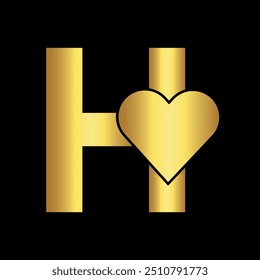 Logotipo de amor inicial combinar com a letra H modelo de vetor
