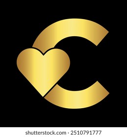 Initial love Logo combine with letter C vector template

