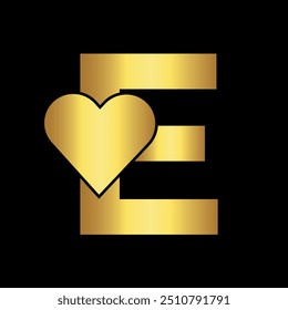 Initial love Logo combine with letter E vector template
