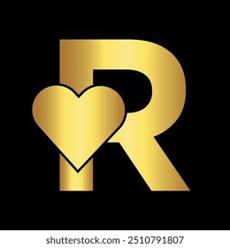Initial love Logo combine with letter R vector template
