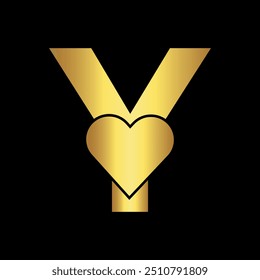 Initial love Logo combine with letter Y vector template

