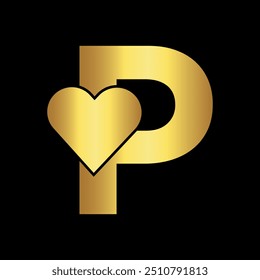 Initial love Logo combine with letter P vector template
