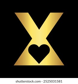 Initial Love Logo combine with letter X vector template