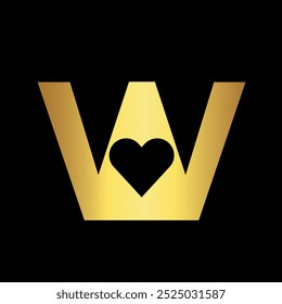 Initial Love Logo combine with letter W vector template